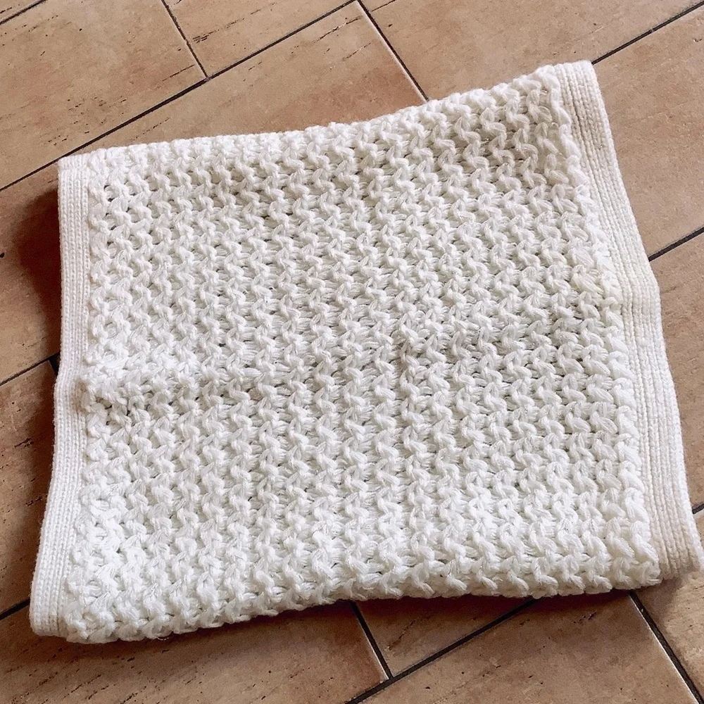 LOFT Creamy White Knit Infinity Scarf with Metallic Gold Shimmer